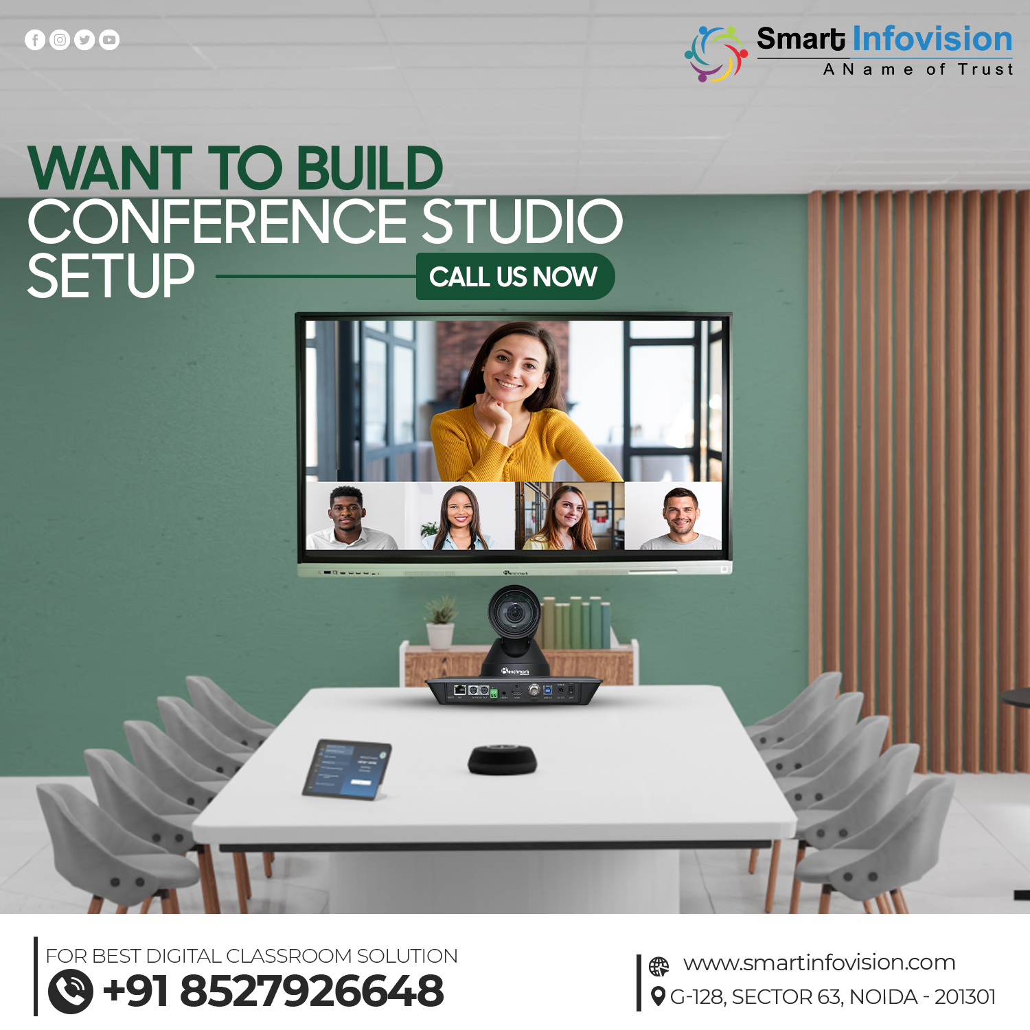 Online Class Studio Setup | Teaching Studio Setup | Benchmark Digital Panel Without OPS | 4K PTZ Camera | Display System i5 | Wireless Mic | Comment Screen | Lighting Solution | Studio Setup